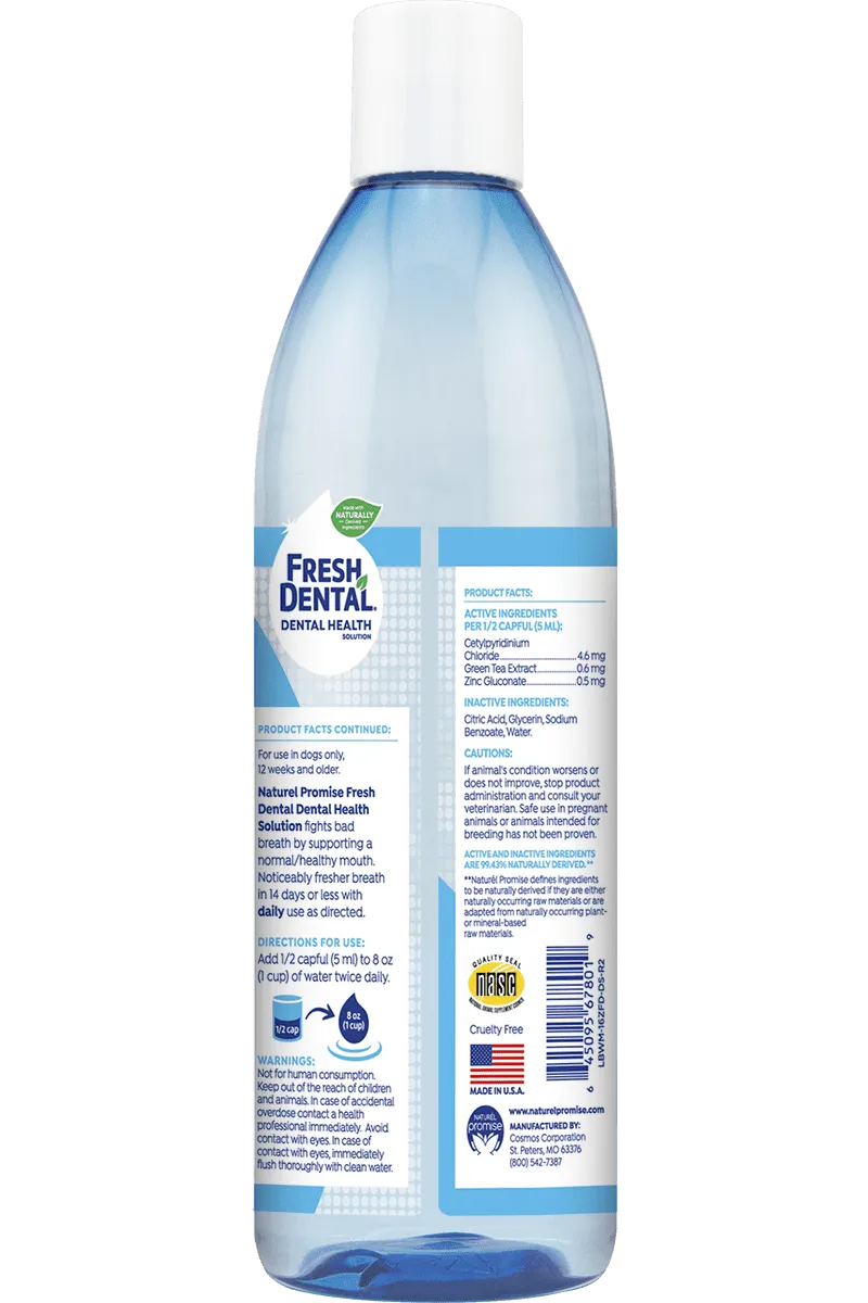 Naturel Promise Fresh Dental Dog Breath Freshener Water Additive for Dogs, 16 oz