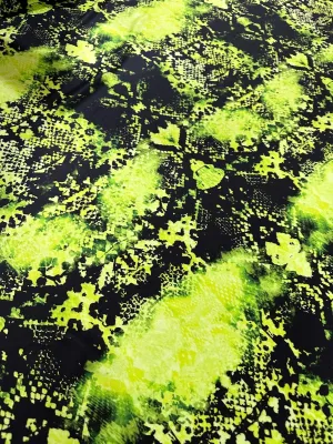 Neon Green Spandex Fabric - Abstract Pattern