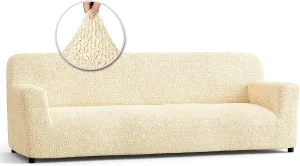 New PAULATO BY GA.I.CO. 4 Seater Sofa Cover - Couch Cover - Sofa Slipcover - Cotton Fabric Slipcover - 1-Piece Form Fit Stretch Stylish Furniture Cover - Microfibra Collection - Cream (Sofa) Retails $249 