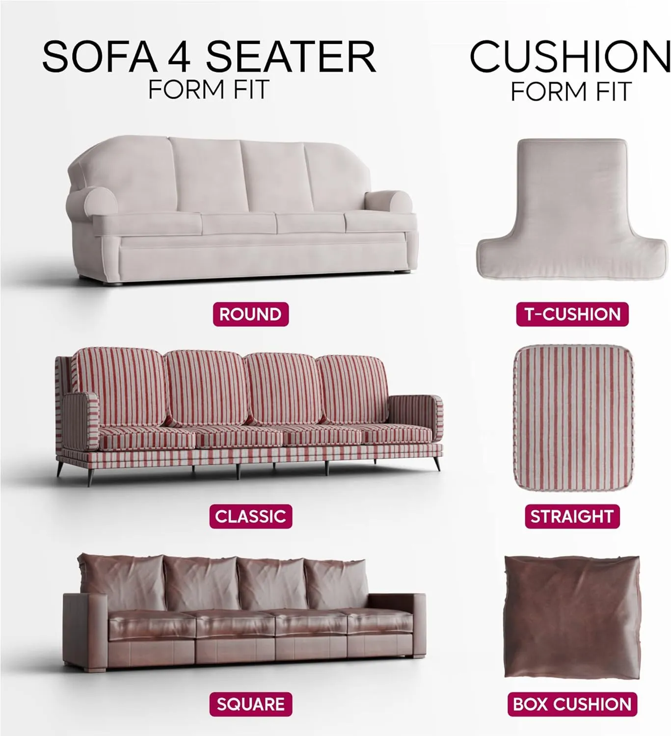 New PAULATO BY GA.I.CO. 4 Seater Sofa Cover - Couch Cover - Sofa Slipcover - Cotton Fabric Slipcover - 1-Piece Form Fit Stretch Stylish Furniture Cover - Microfibra Collection - Cream (Sofa) Retails $249 