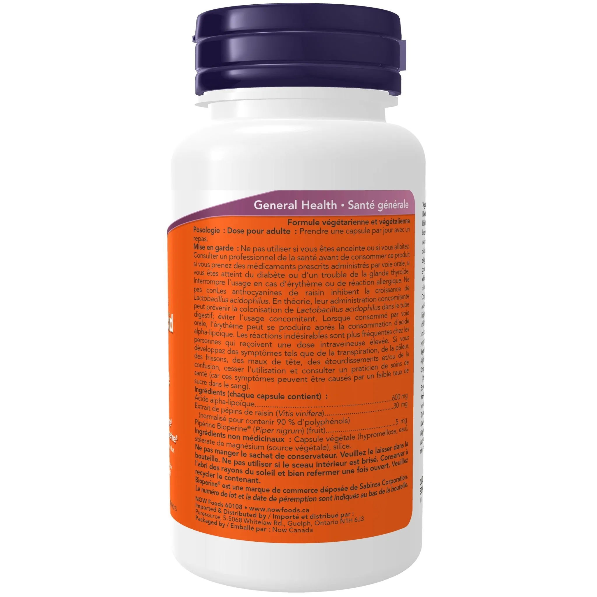 Now Alpha Lipoic Acid 600mg 60 Veg Capsules