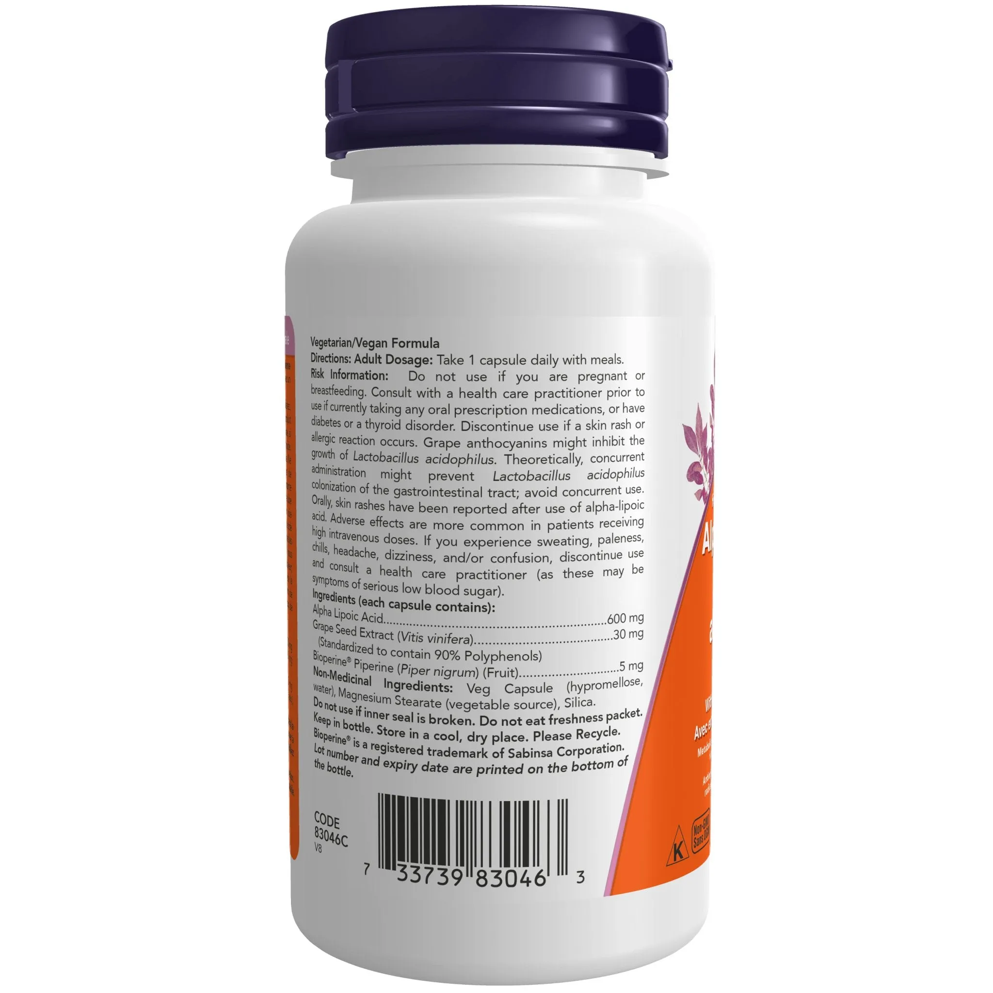 Now Alpha Lipoic Acid 600mg 60 Veg Capsules