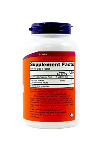 Now Foods, C-1000, Now Foods Vitamina C-1000 liberación sostenida con caderas de rosa, 250 tabletas