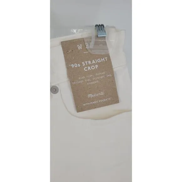 NWT Madewell The '90s Straight Crop Jean Size 25 Tile White
