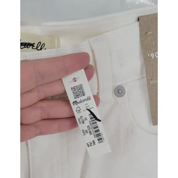 NWT Madewell The '90s Straight Crop Jean Size 25 Tile White