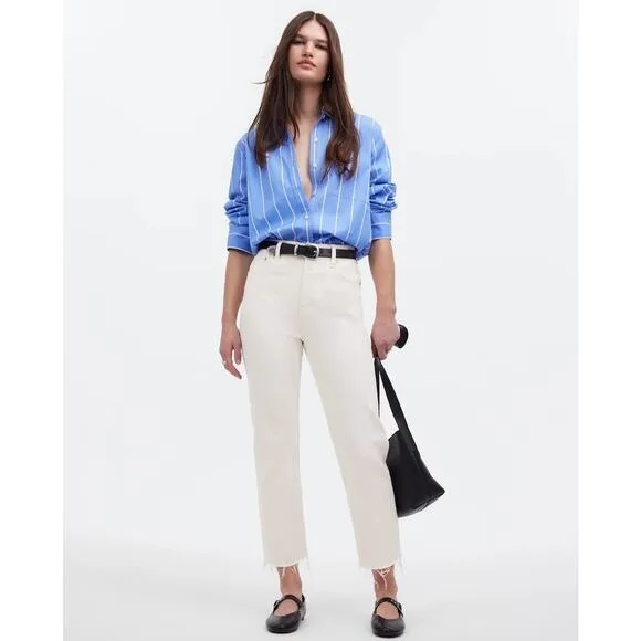 NWT Madewell The '90s Straight Crop Jean Size 25 Tile White