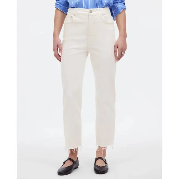 NWT Madewell The '90s Straight Crop Jean Size 25 Tile White