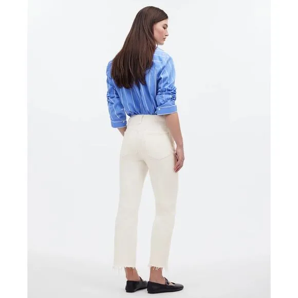 NWT Madewell The '90s Straight Crop Jean Size 25 Tile White