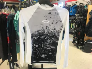 Oakley Mens White Marble Long Sleeve Rashguard