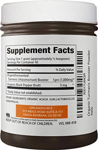 Organic Turmeric Powder by Organisource (8 oz.) Natural Anti-Inflammatory and Anti-Aging Antioxidants | Curcumin Black Pepper for Faster Absorption | Joint and Muscle Support