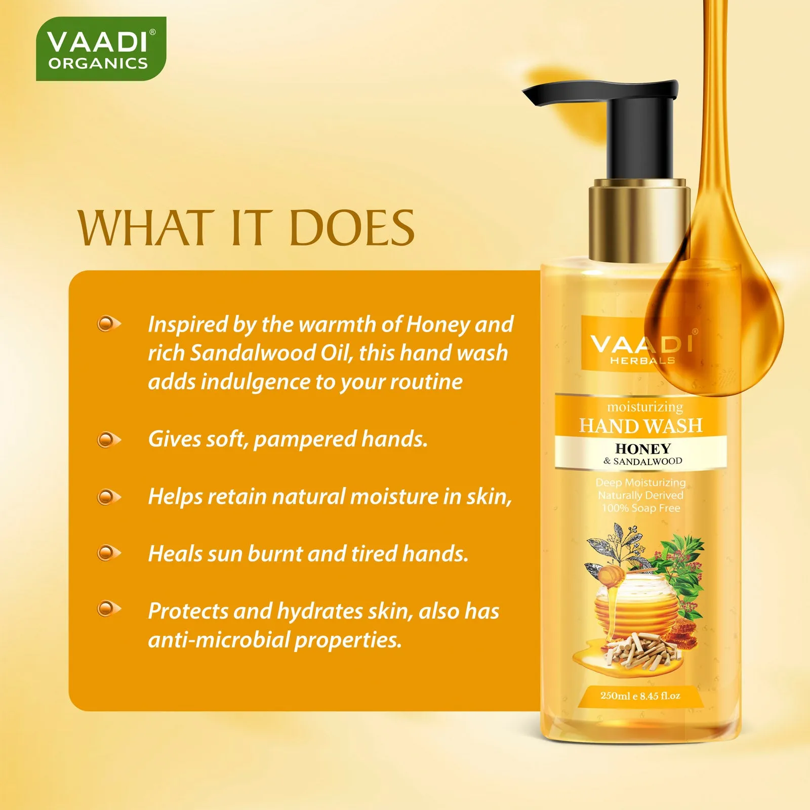 Pack of 3 Deep Moisturizing Honey & Sandal Hand Wash (250 ml x 3)