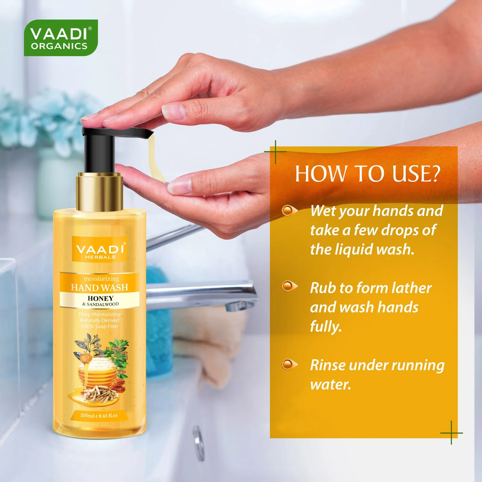 Pack of 3 Deep Moisturizing Honey & Sandal Hand Wash (250 ml x 3)