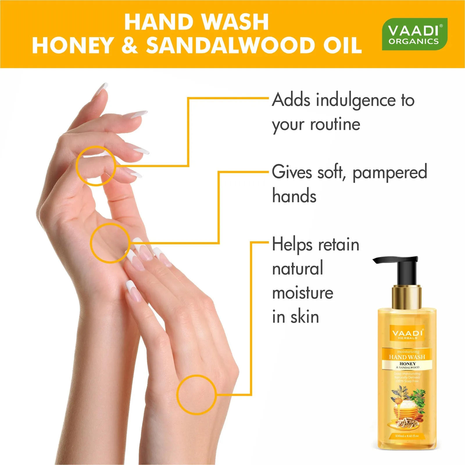 Pack of 3 Deep Moisturizing Honey & Sandal Hand Wash (250 ml x 3)