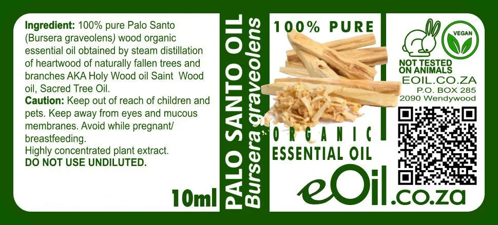 Palo Santo Organic Essential Oil (Bursera graveolens) Holly Wood