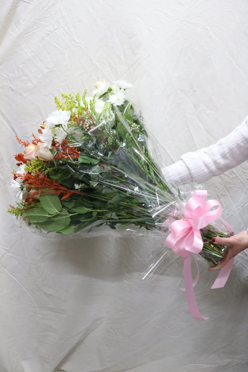Peach, Orange, and White