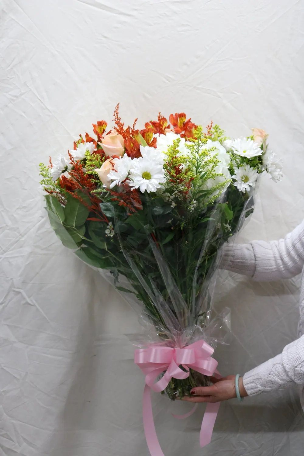 Peach, Orange, and White