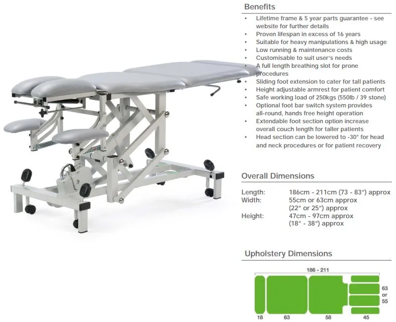 Plinth 516 Electric Physiotherapy Bed / Osteopathic Couch