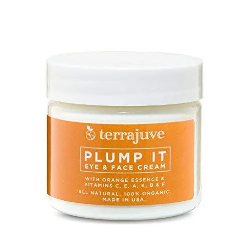Plump it Eye and Face Anti Aging Moisturizer Cream plus Dead Sea Mud Facial Mask Treatment Pure, Organic, All Natural in an Organza Bag