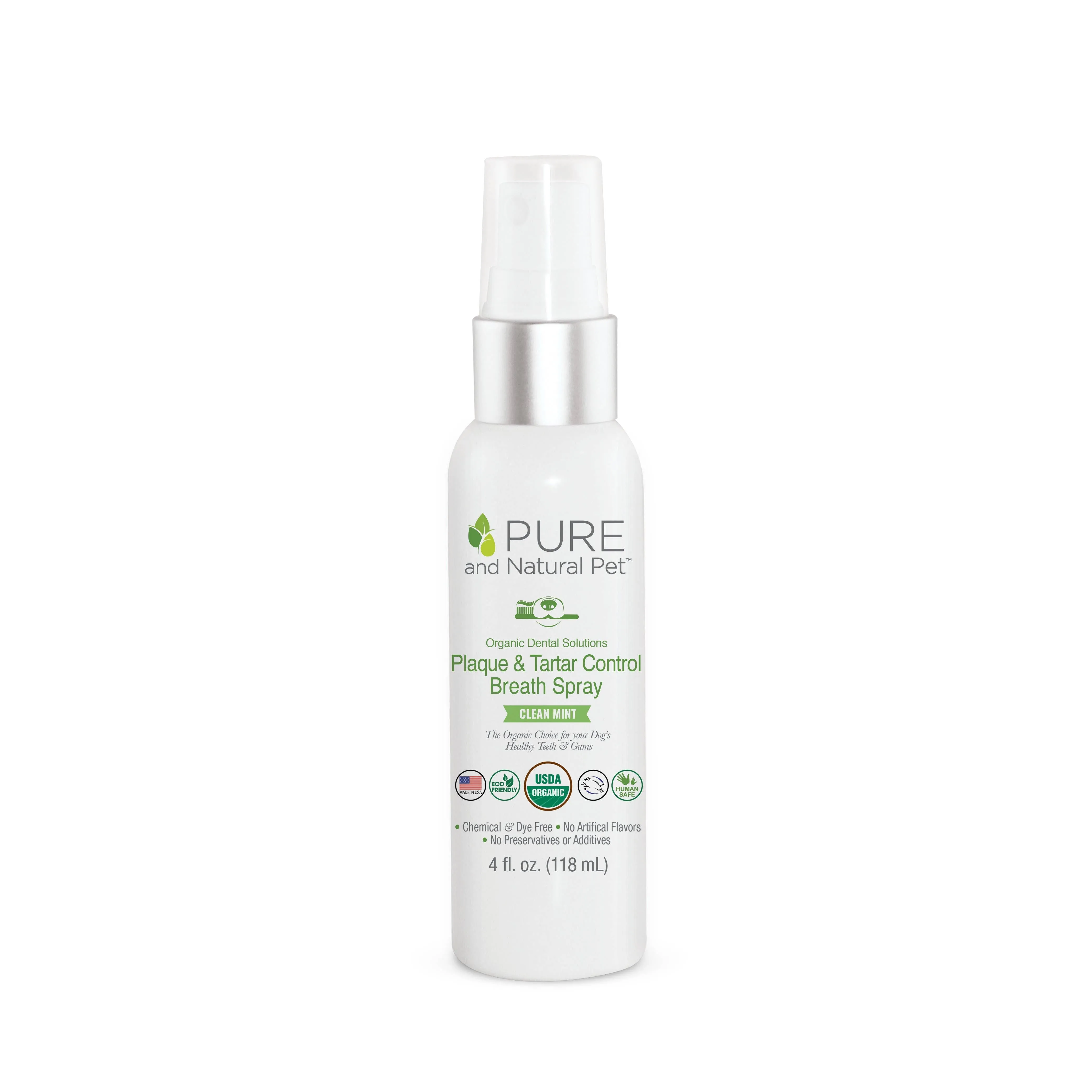 Pure and Natural Pet - Organic Plaque & Tartar Dental Control Breath Spray for Dogs