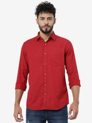 Red Printed Slim Fit Casual Shirt | JadeBlue