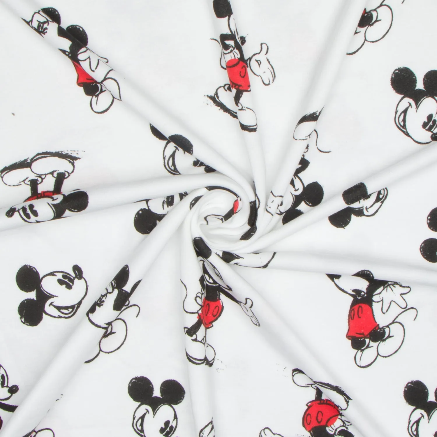 Rib 1 x1 Comb Cotton Knit Mickey Sketch