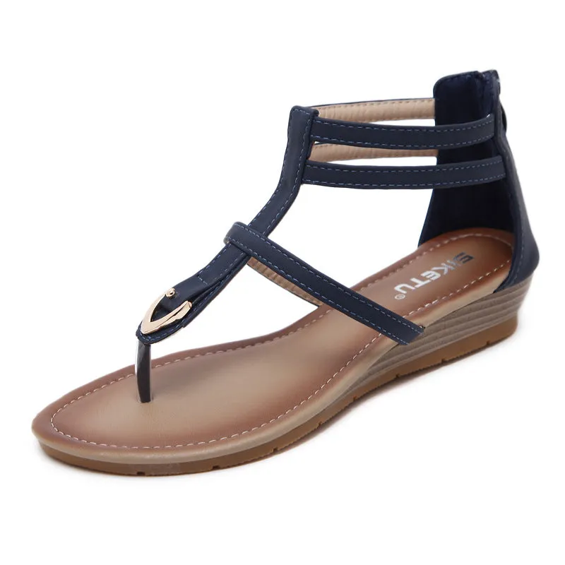 Roman Style Strappy Sandals with Small Heel