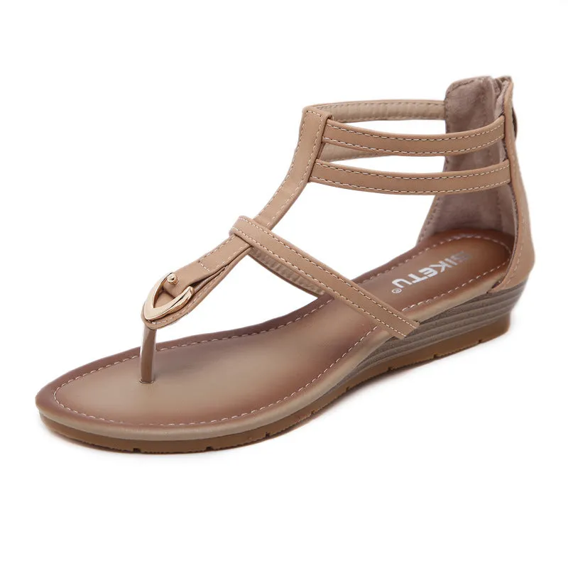 Roman Style Strappy Sandals with Small Heel