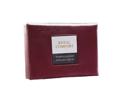 Royal Comfort Bamboo Blended Sheet & Pillowcases Set 1000TC Ultra Soft Bedding - MALAGA WINE