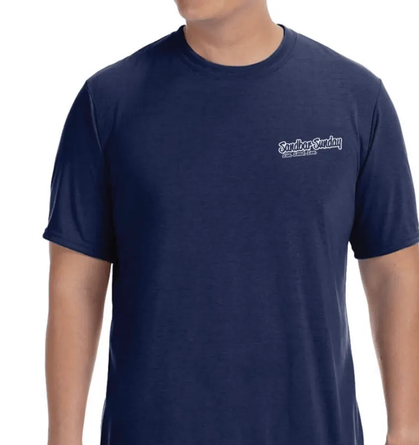 Sandbar Sunday Men's Short Sleeve Performance Tee in Navy