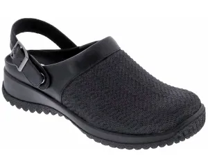 SAVANNAH Black Wavy Stretch Fabric/Leather