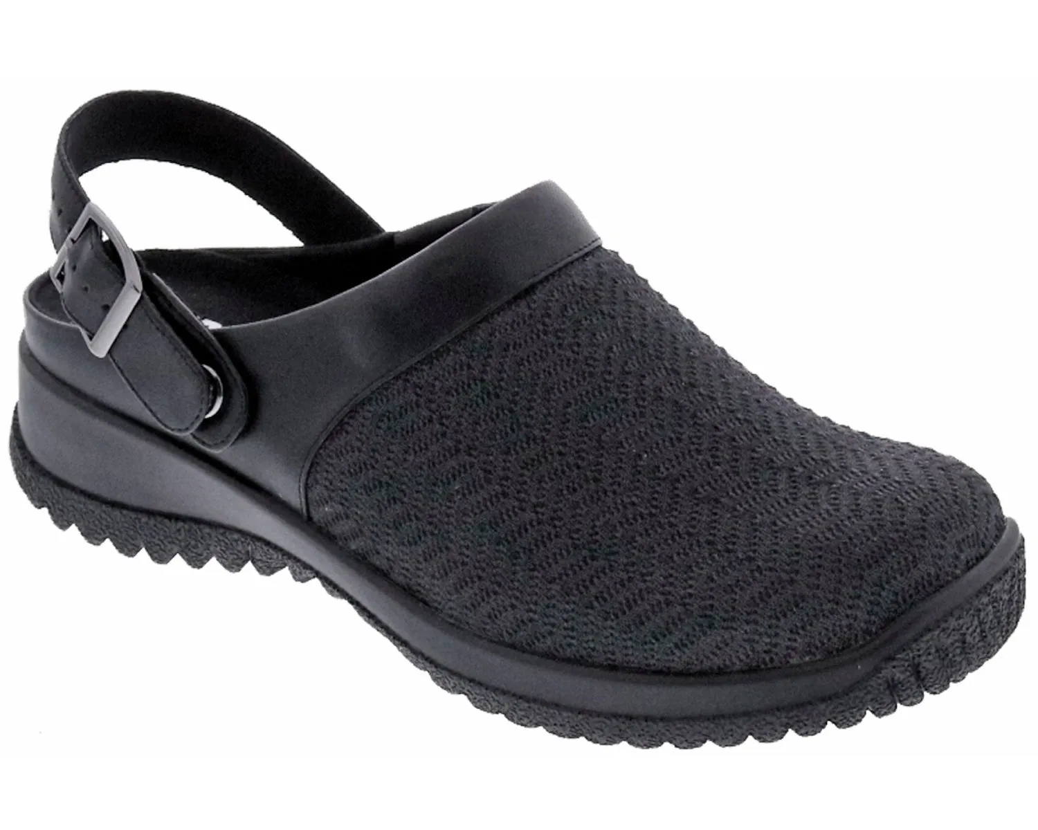 SAVANNAH Black Wavy Stretch Fabric/Leather