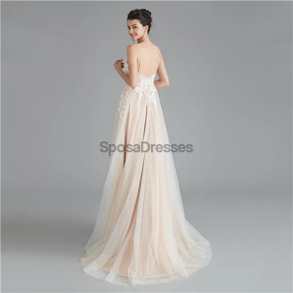 See Through Spaghetti Straps Long Evening Prom Dresses, Evening Party Prom Dresses, 12119