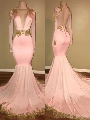 Sexy Long Sleeves Mermaid Cheap Long Prom Dresses, Sweet 16 Prom Dresses, 12354