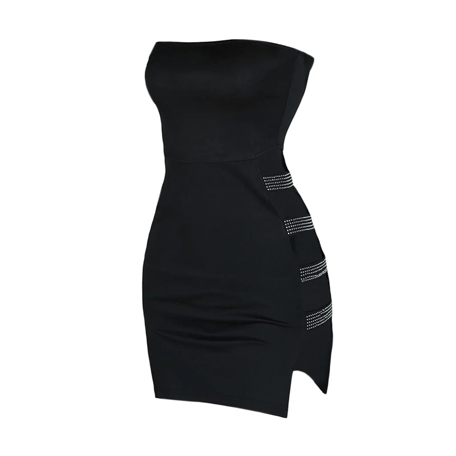 Sexy Strapless Cut Out Rhinestones Dress