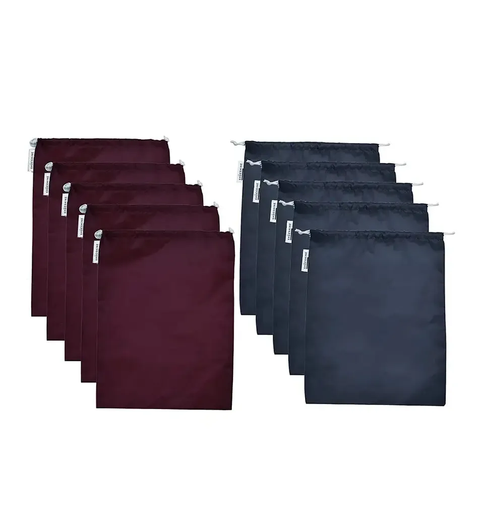 SHOESHINE Shoe Bag (Pack of 10) Water Resistant and Dust Proof Shoe Storage Bag - Black