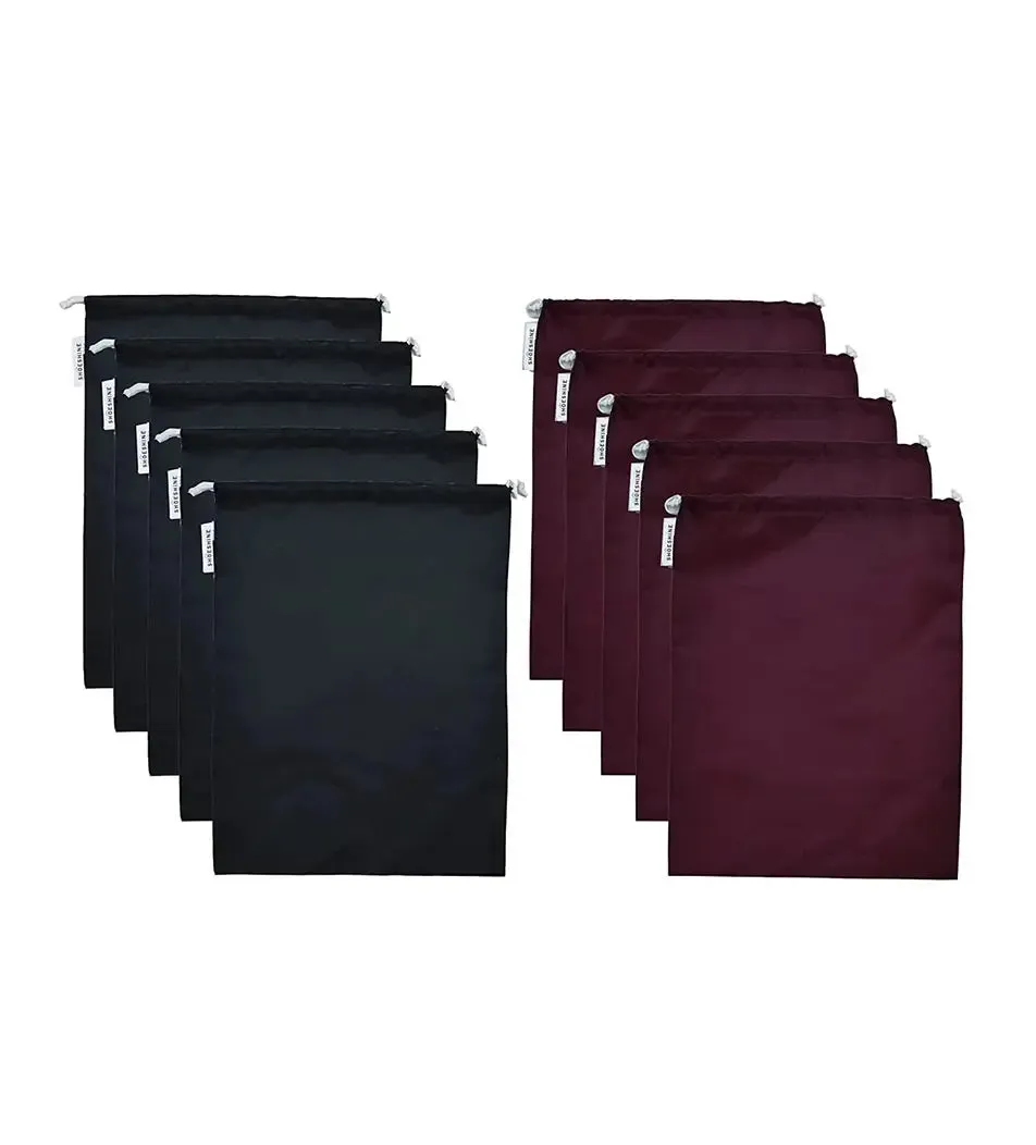 SHOESHINE Shoe Bag (Pack of 10) Water Resistant and Dust Proof Shoe Storage Bag - Black