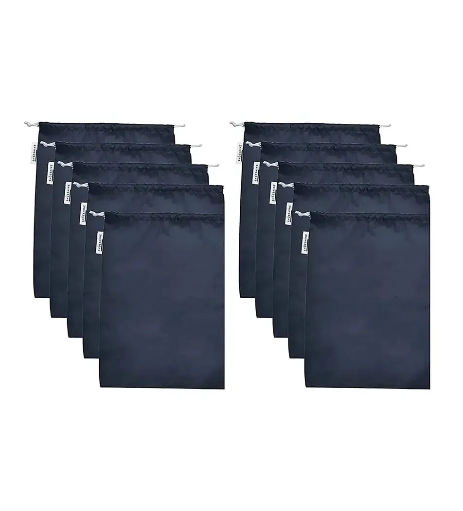 SHOESHINE Shoe Bag (Pack of 10) Water Resistant and Dust Proof Shoe Storage Bag - Black