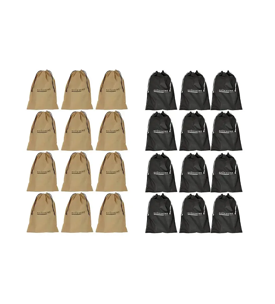 SHOESHINE Shoe Bag (Pack of 24) Shoe Storage bag for home & travel - Black