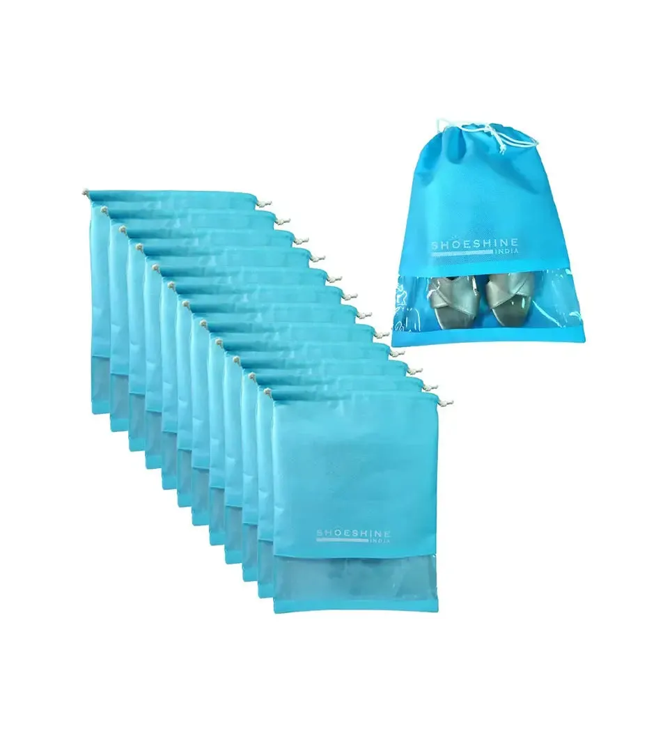 SHOESHINE Shoe Bags (Pack of 18) Travel Shoe Pouch - Black