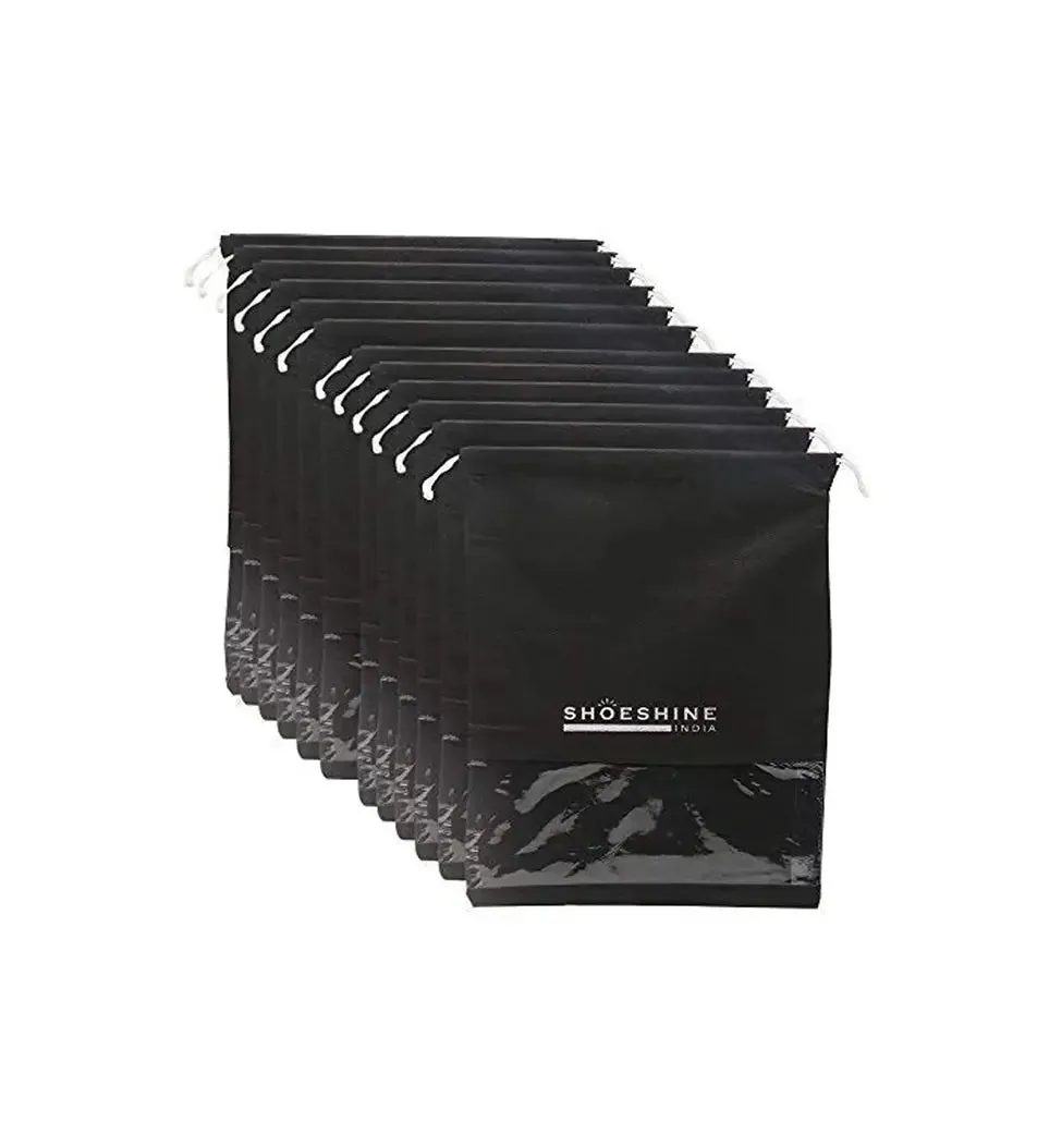 SHOESHINE Shoe Bags (Pack of 18) Travel Shoe Pouch - Black