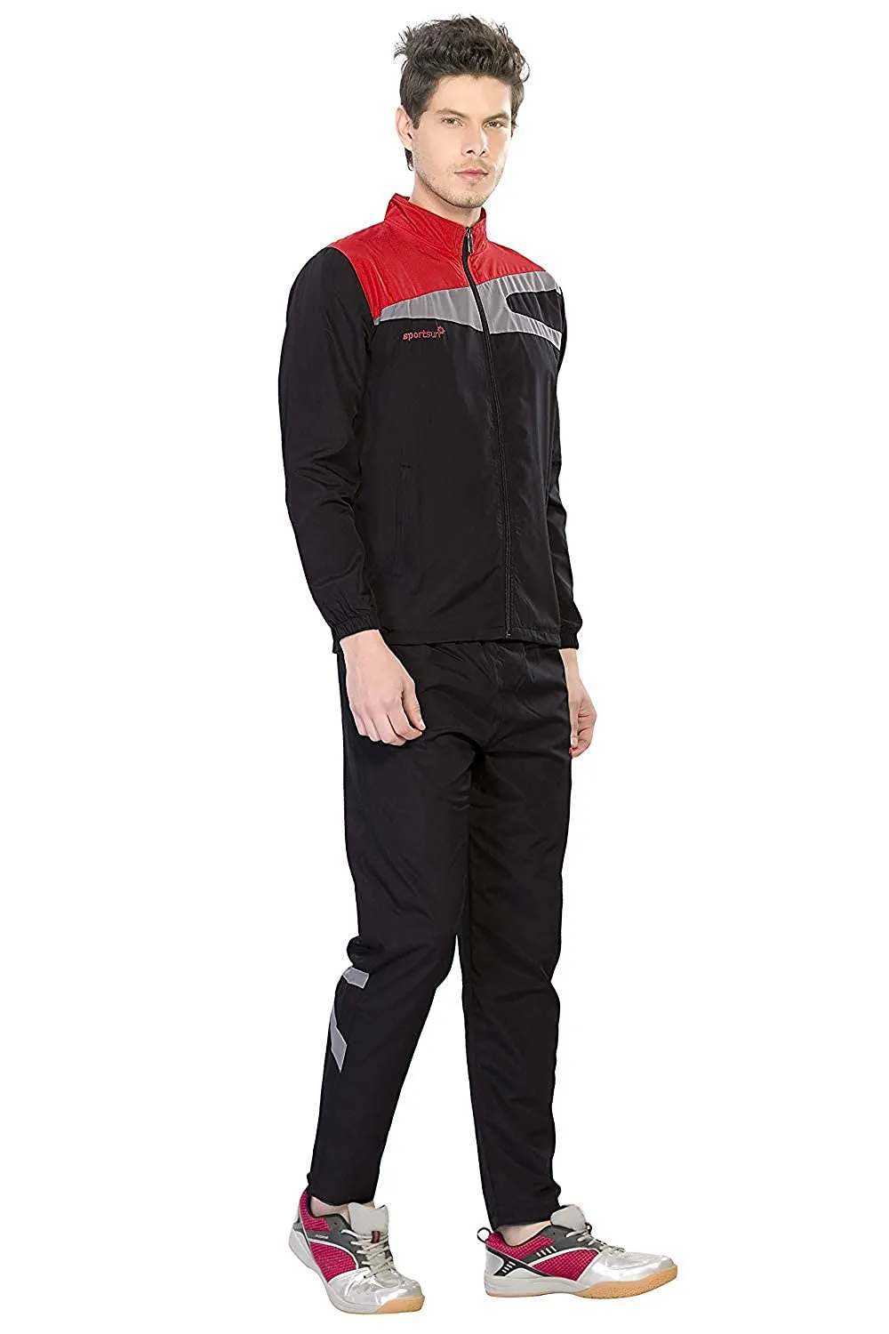 Sport Sun Micro Poly Black Track Suit for Men