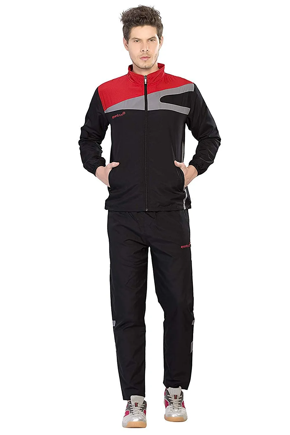 Sport Sun Micro Poly Black Track Suit for Men