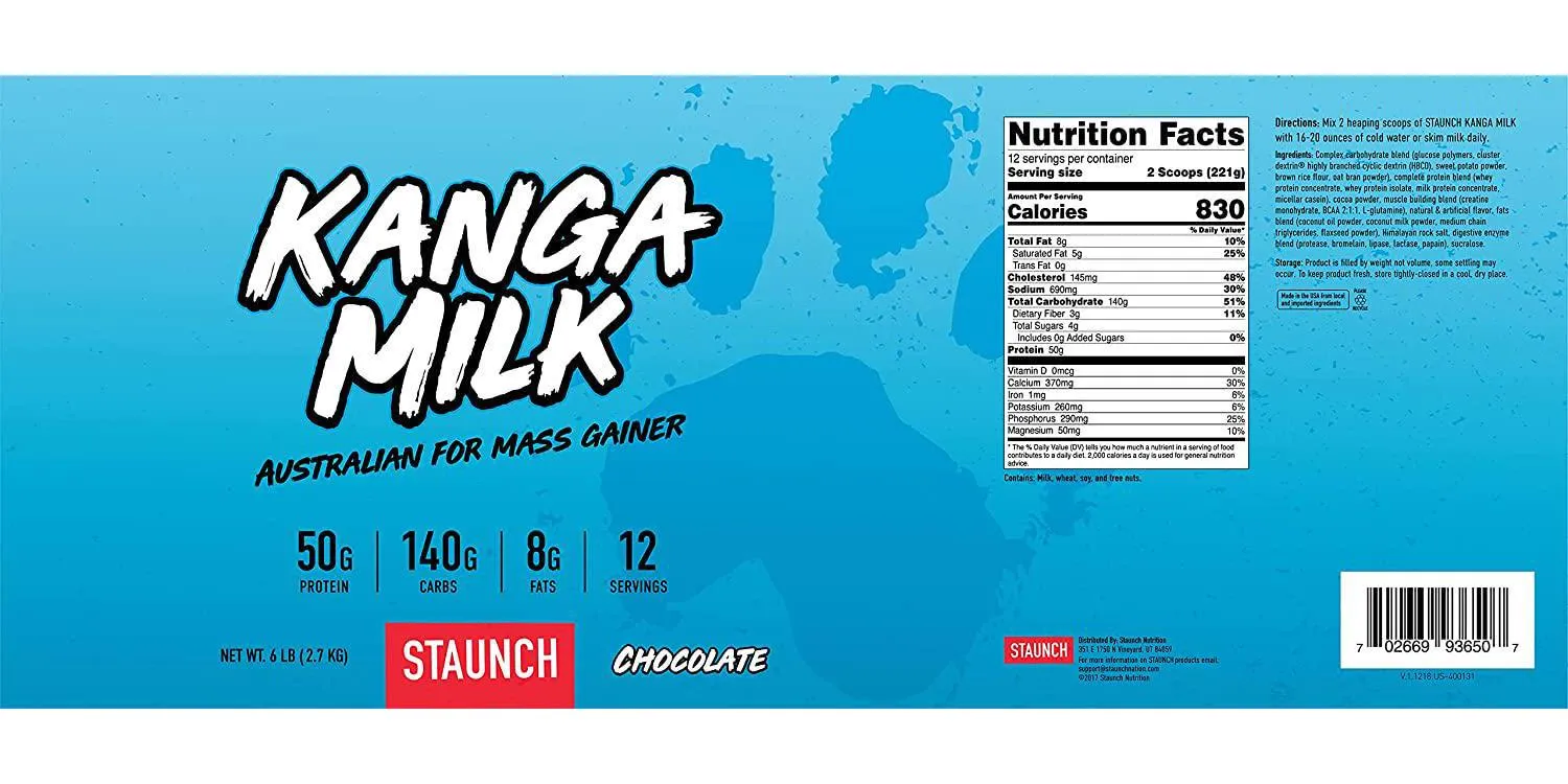 Staunch Kanga Milk 6Lbs - Premiere, Mass Gainer