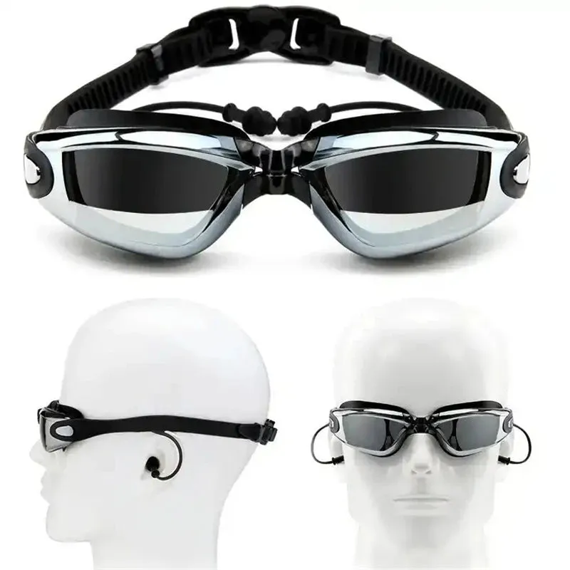 Swimming Goggles with Earplugs - Anti-Fog Waterproof Eyewear