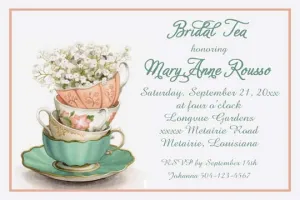 TEA CUPS AND BABY'S BREATH CUSTOM INVITATION