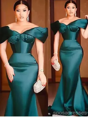 Teal Mermaid Off Shoulder Cheap Long Prom Dresses,12906