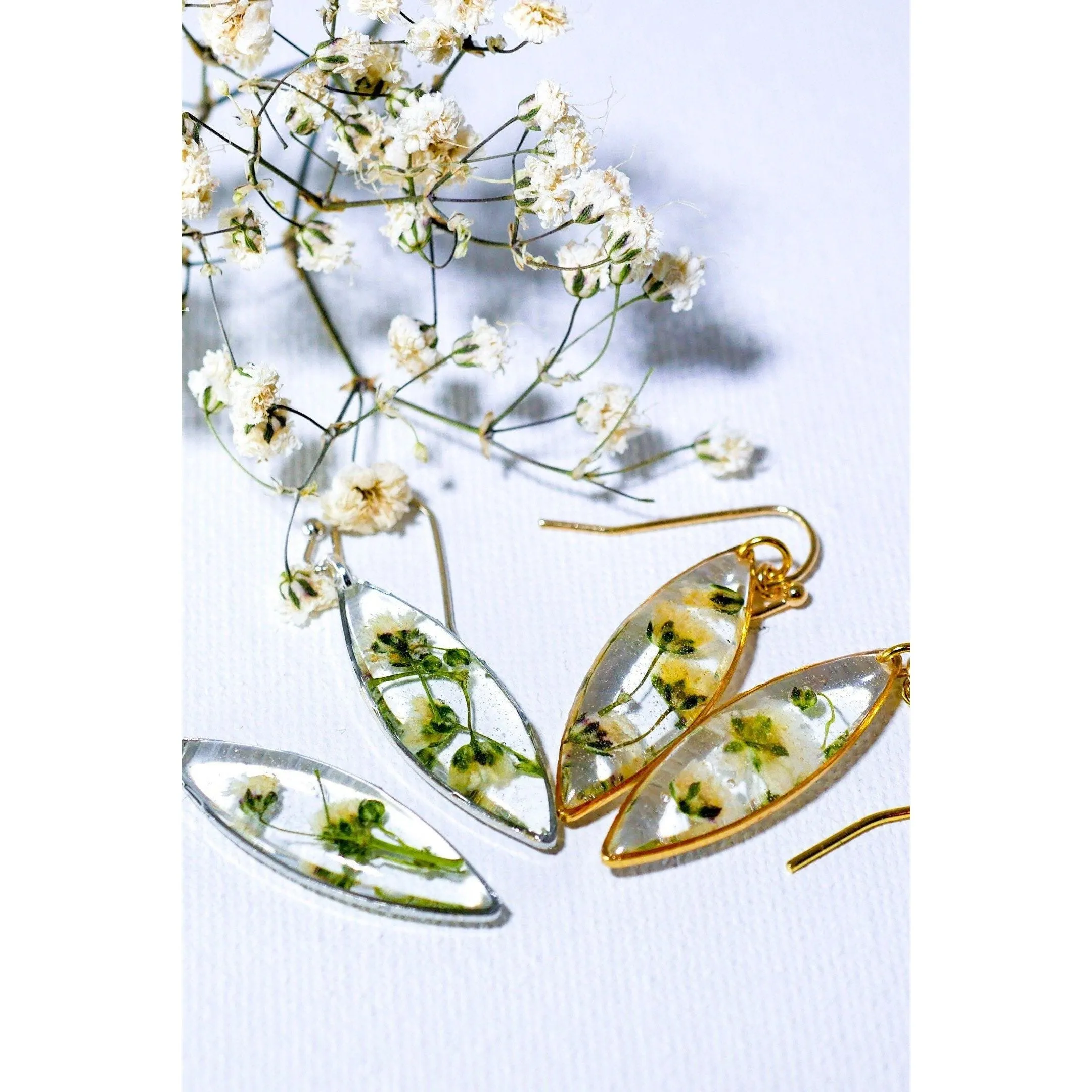 Tiny Babys Breath Marquise earrings