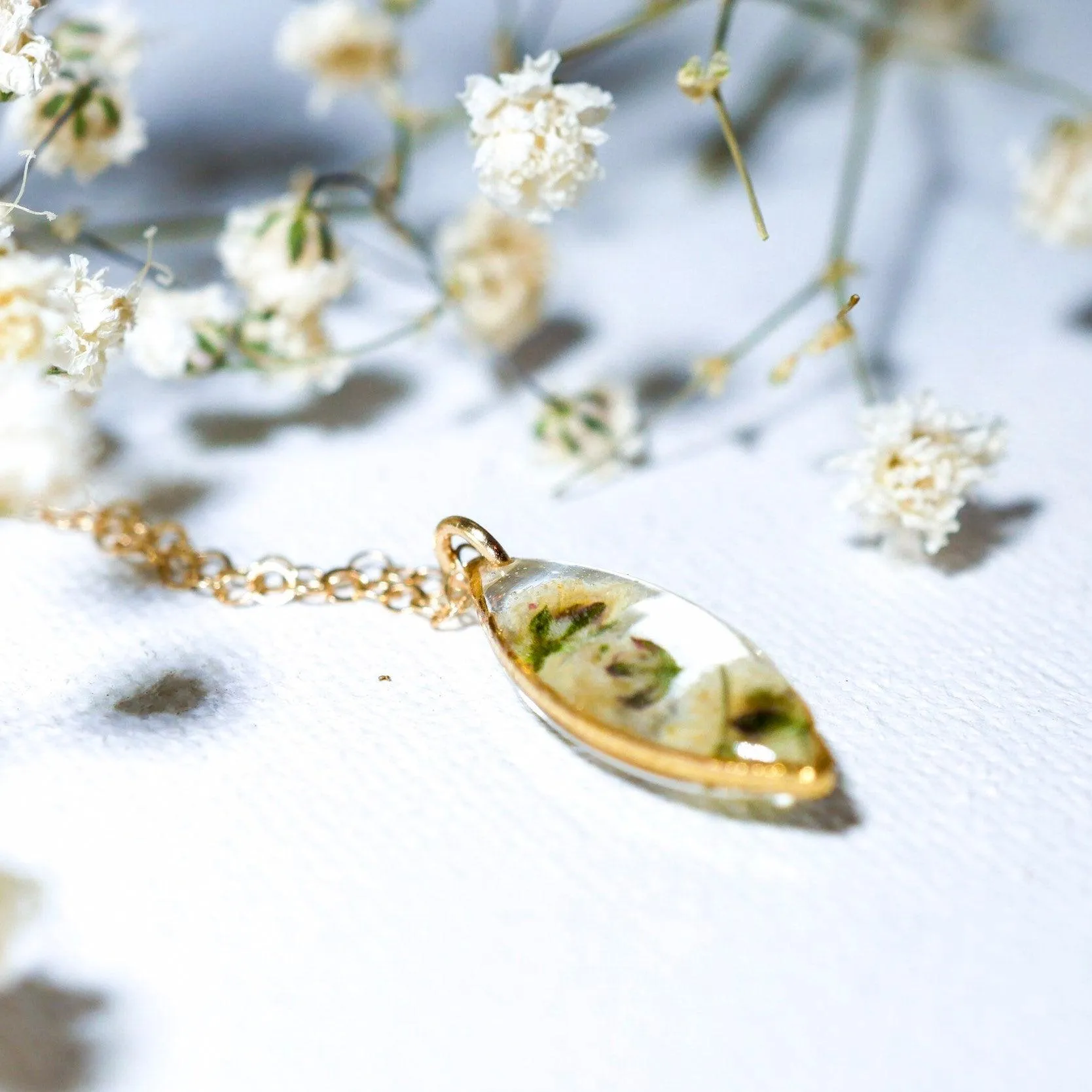 Tiny Baby's Breath Marquise necklace
