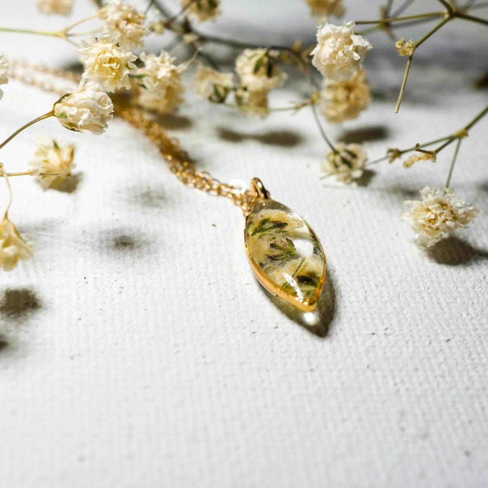 Tiny Baby's Breath Marquise necklace