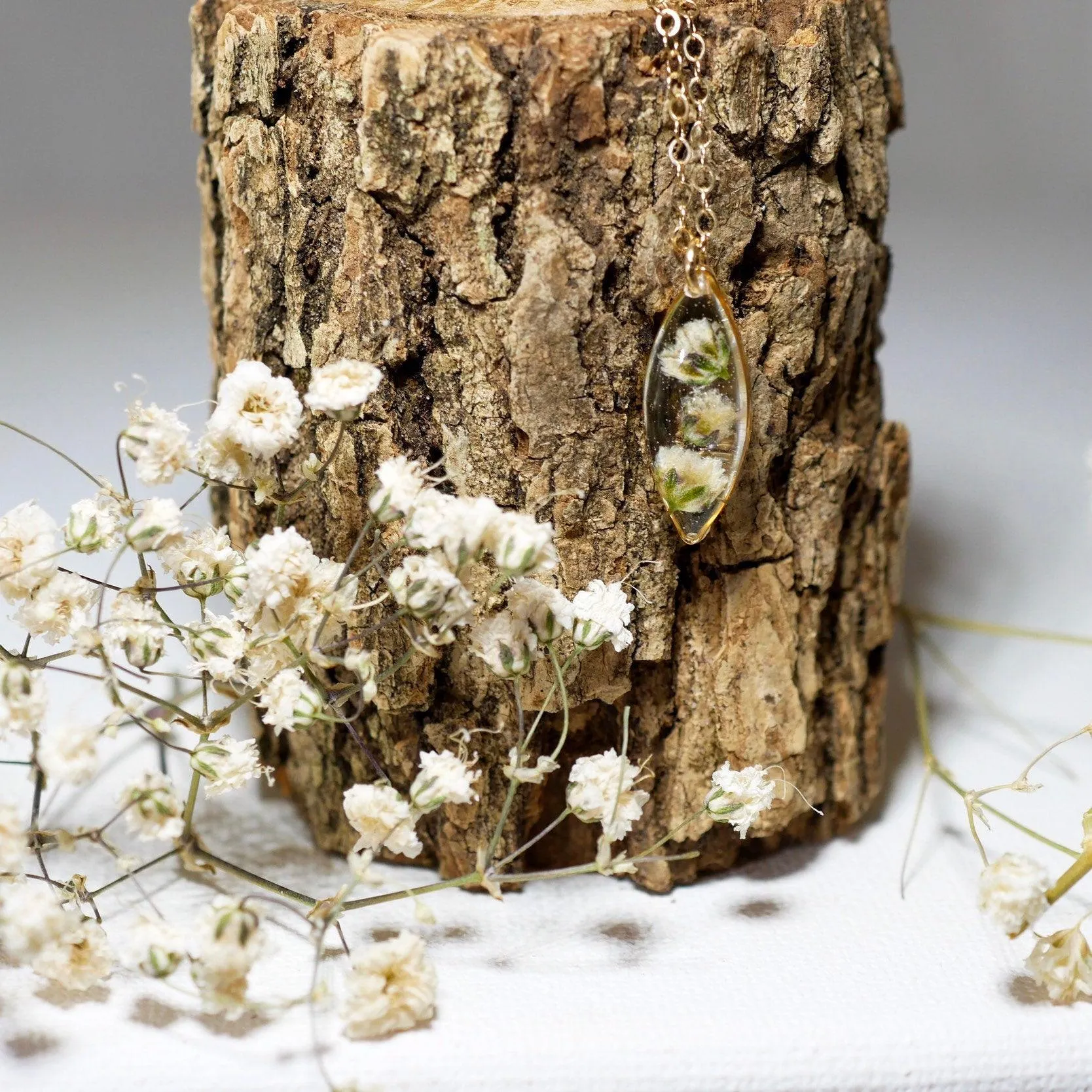 Tiny Baby's Breath Marquise necklace